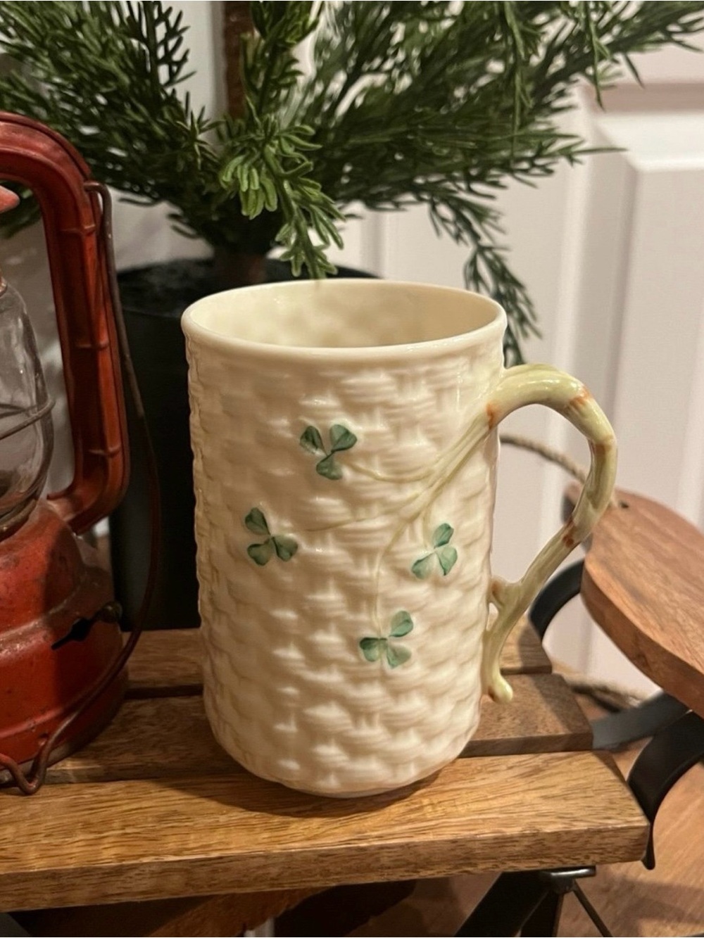 Belleek Shamrock Ireland Basketweave Tea/Coffee Cup